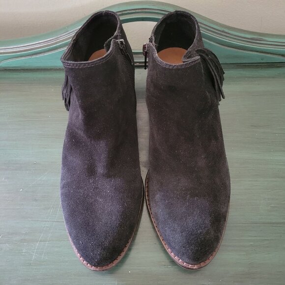 Lucky Brand 7M Black Suede Leather‎ Booties FELISIE Ankle Boots Western - Picture 2 of 8